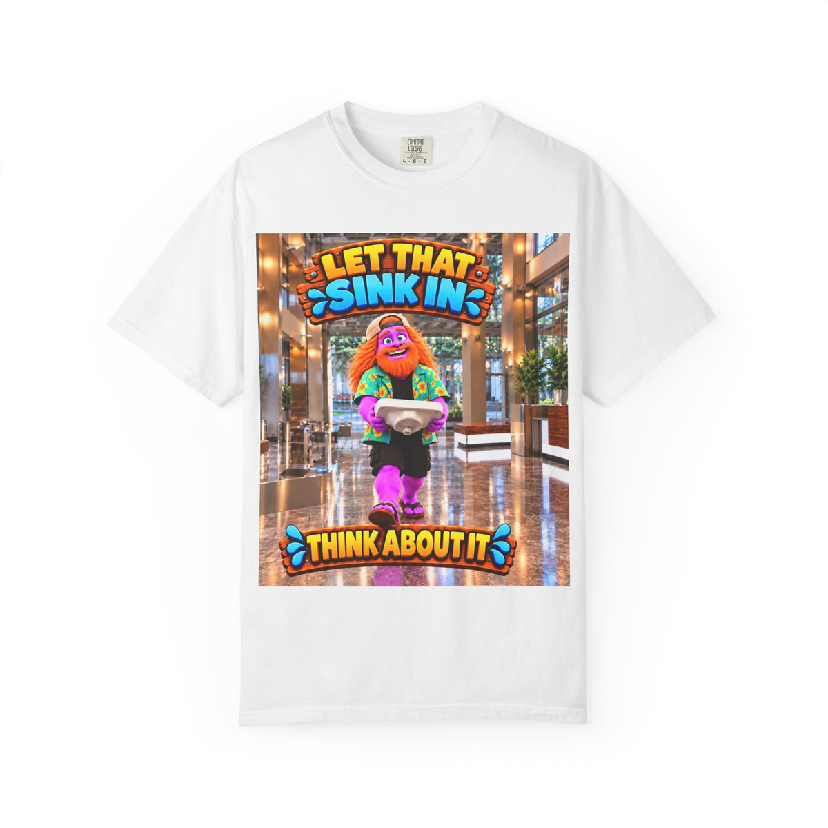 Spiky and Leo Let that Sink In Idiom Joke Unisex Garment-Dyed T-shirt