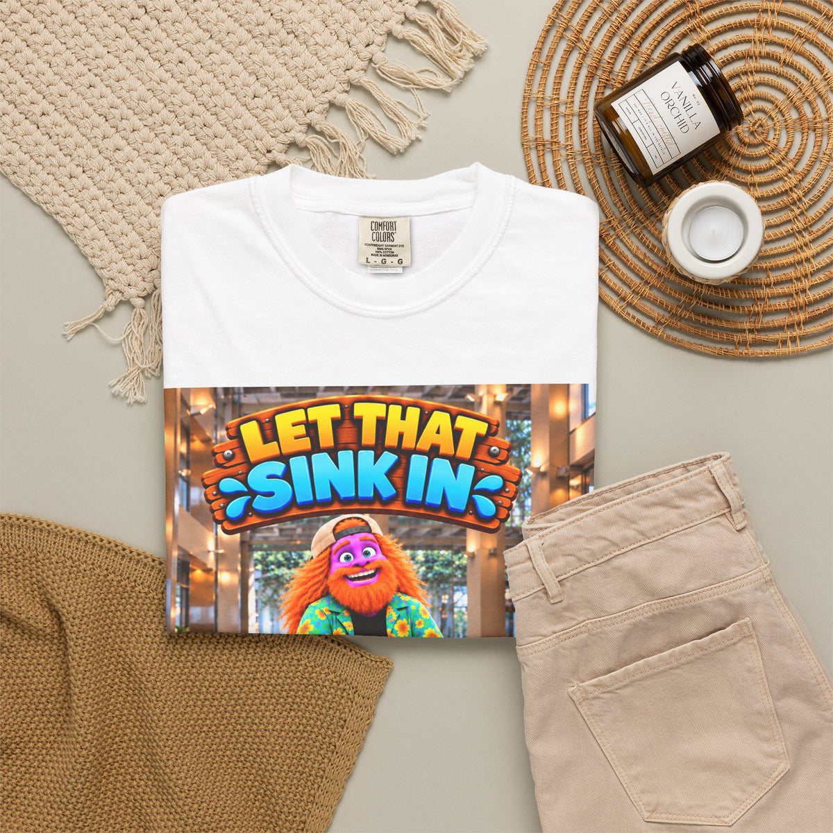 Spiky and Leo Let that Sink In Idiom Joke Unisex Garment-Dyed T-shirt
