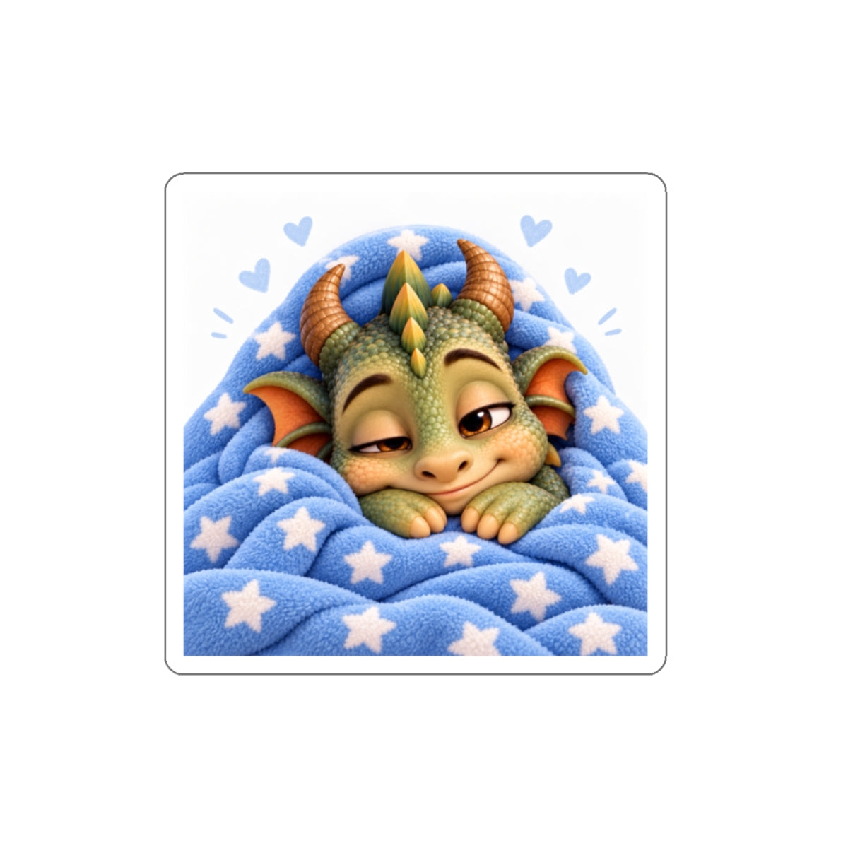 Sleepy Spiky the Dragon Die-Cut Sticker | Cute Cartoon Character
