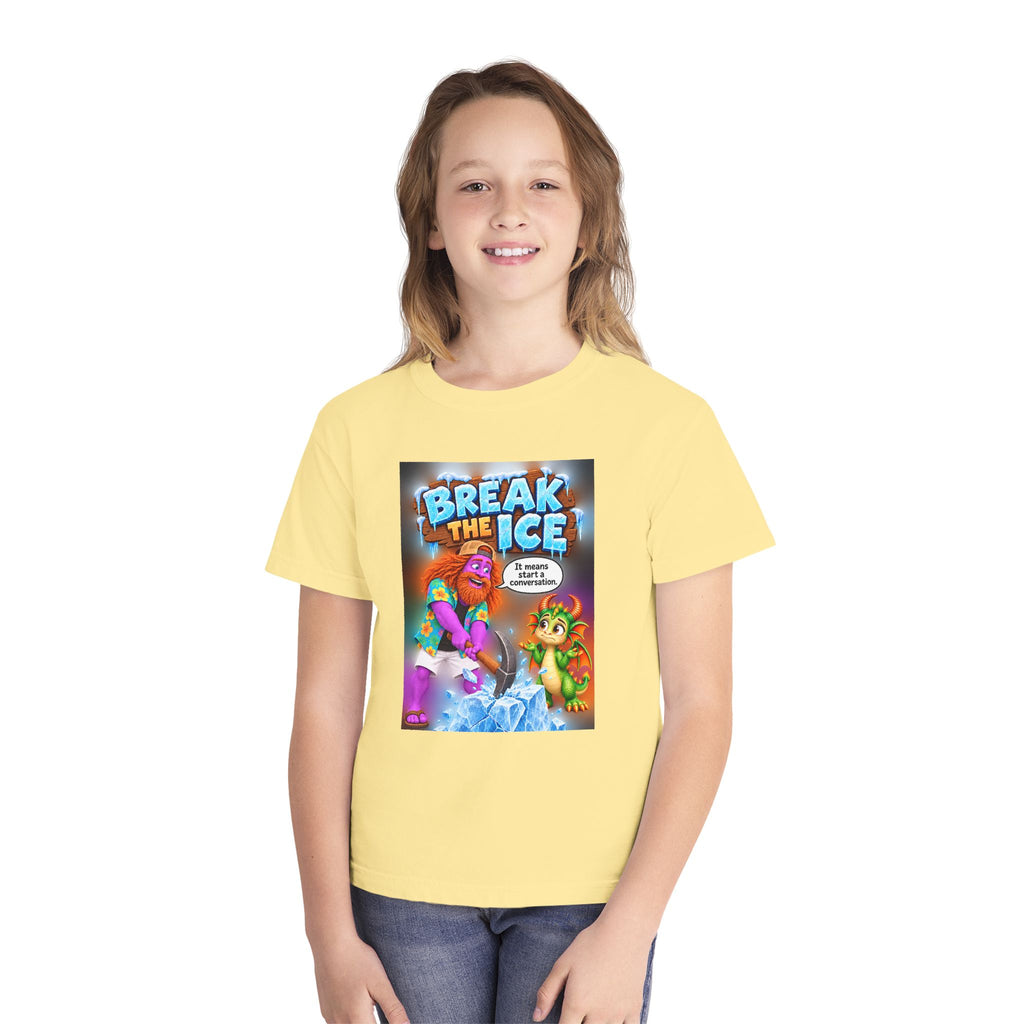 Spiky and Leo: Break the Ice – Funny Dragon Idiom Youth T-Shirt